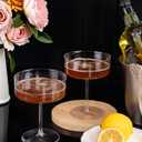 Ciaell 12PCS Plastic Martini Glasses - 10 Oz Disposable Coupe Glasses with Stem - Heavy Duty Margarita Cups for Bars, Cocktails, Whiskey, Parties & Wedding
