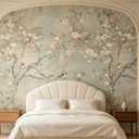 Pastel Chinoiserie Bird Floral Branch Wallpaper Peel and Stick