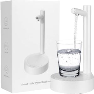 Smart Desktop Water Bottle Dispenser,USB Charging Automatic Drinking Water Bottle Pump with 7 Level Quantitative for 5 Gallon & Universal Bottles, Portable Electric Water Dispenser (White)