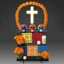 Geelin Day of The Dead Altar Kit Dia De Muertos Altar Decor Set Include 3-Tier Black Wooden Stand, 2 Papel Picado Banner String Flags, 5ft Artificial Marigold Flowers Garland for DIY Party Decoration