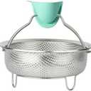 ICEICE Stainless Steel Steamer Basket - Vegetable & Dumpling Steamer Insert for Pots, Instant Pot Accessories with Handles & Feet, Multi-Purpose Mesh Strainer for Cooking, Fruits (Silvery, Large)