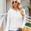 GRACE KARIN Womens Long Sleeve Knit Cardigan Sweaters Casual Dressy Open Front Button Down Cardigans Spring Outfits (White, S)