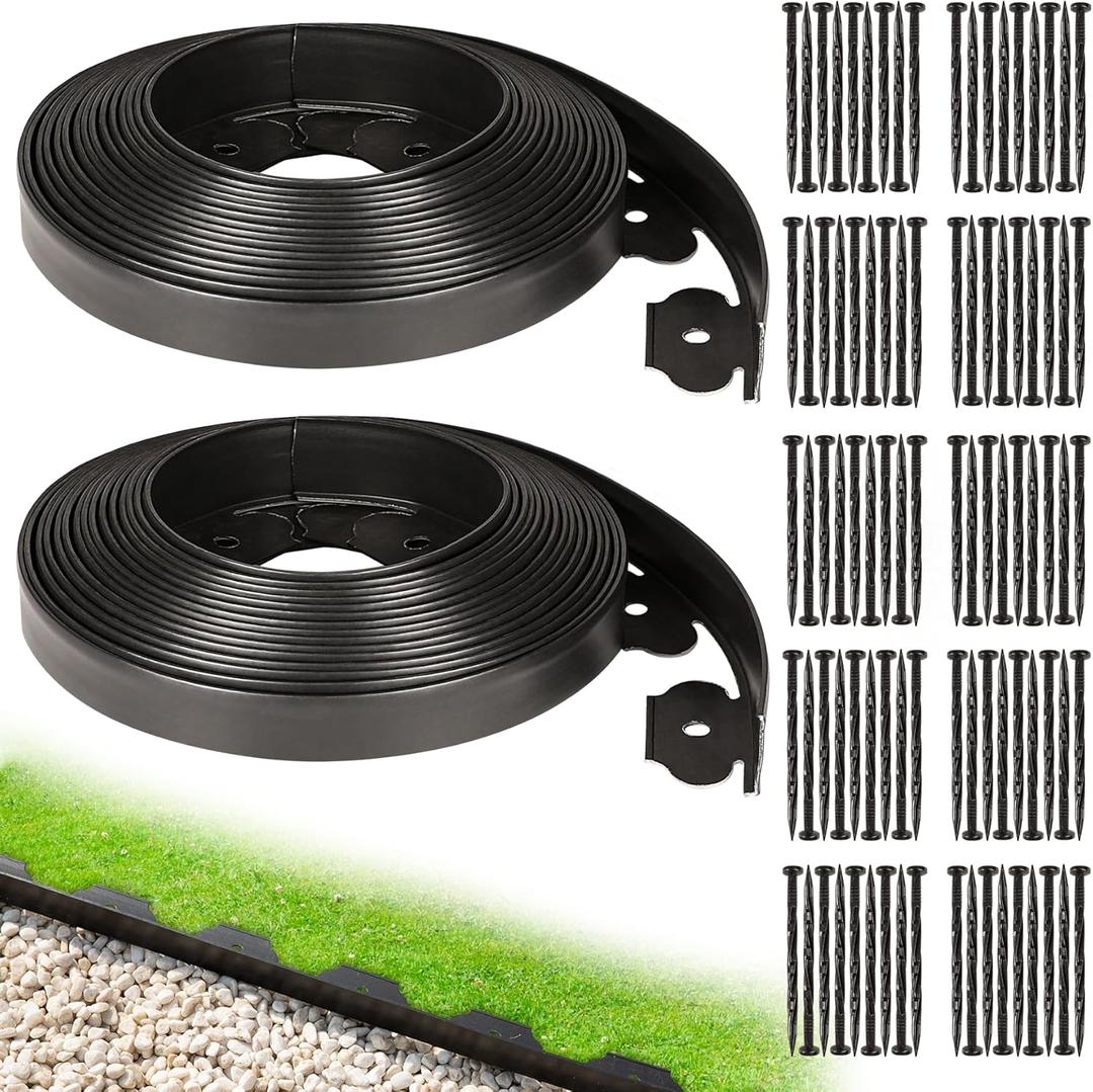 100FT 1.5 Inch Garden Edging Border with 120pcs Spikes