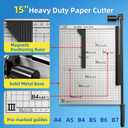 15 inch Guillotine Paper Cutter, LOTHANEK Heavy Duty Metal Base Cutting Machine B4 Paper Trimmer with Guide Ruler, Cutting 15 Sheets for Commercial Home Office