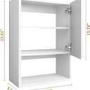 Wall Mounted Storage Cabinets with Lights, Over-The-Toilet Storage Vanity, Bathroom Medicine Organizer Adjustable Shelves Cabinet for Small Spaces (White)