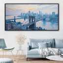 Modern Wall Art - New York Pictures Wall Decor for Living Room, Contemporary Artwork for Walls, Large Framed Art, Brooklyn Bridge Wall Art for Office 2958IN