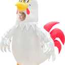 Camlinbo Halloween White Rooster Inflatable Costume, Funny Chicken Wearing Sunglasses Full Body Blow Up Costumes for Kids Boys Girls, Visible Face Halloween Inflatable Costume for Cosplay Party