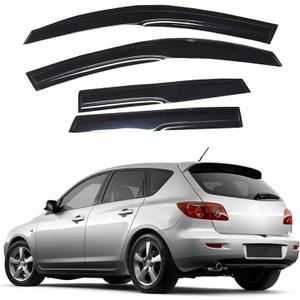 Silscvtt Window Vent Visors Shade Sun Rain Wind Guards Deflectors Cover Acrylic Outside Replacement for Mazda 3 Hatchback 2004-2009