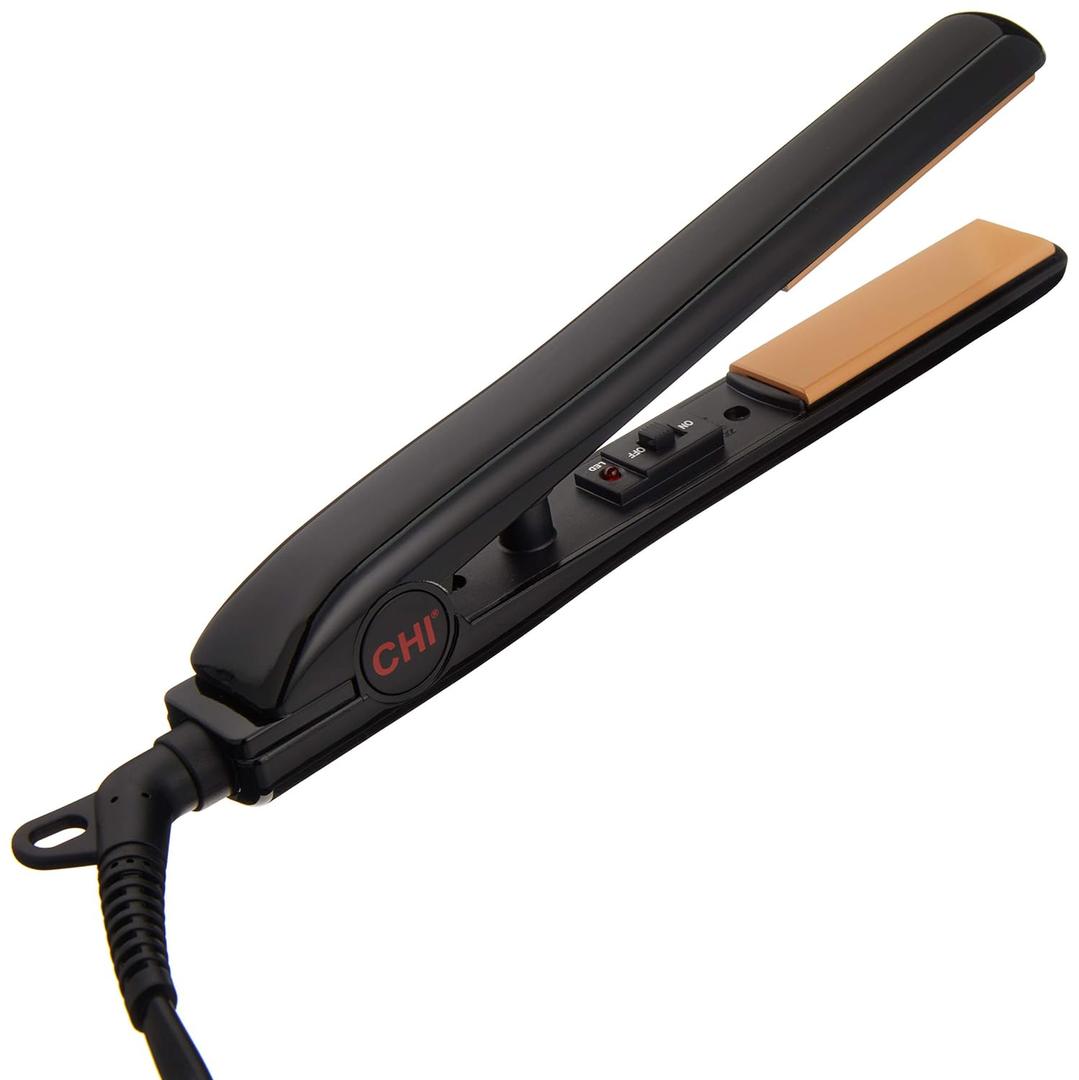 CHI Tourmaline Ceramic Mini Flat Iron, Hair Straightener For An Even & Smooth Finish, Dual Voltage, 0.75" Iron (Black)