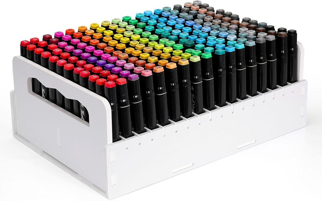 SANFURNEY Marker Pen Organizer Holder, 204 Slots Art Marker Pens Colored Pencils Rack for Desk Carts, Craft Supply Organizer for Home Classroom Office