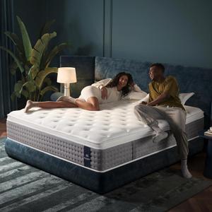 King Size Mattress 14 Inch,Medium Firm Hybrid with Memory Foam& Individually Wrapped Pocket Coils for Support,CertiPUR-US Certified,Fiberglass-Free