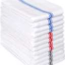 AMOUR INFINI Cotton Kitchen Towels Set of 12 - Highly Absorbent, Super Soft Tea Towel with Hanging Loops - Extra Large Quick Dry Commercial Restaurant Towel (16x28 Inch - Multicolor) (12 Pk Herringbone Stripe, Assorted)