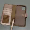 Arae Compatible with iPhone 15 Plus Case with Card Holder and Wrist Strap Wallet Flip Cover for iPhone 15 Plus 6.7 inch,Rose Gold