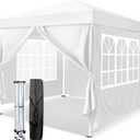 VINGLI 10x10 Pop Up Canopy Tent with Sidewalls, Outdoor Gazebo Canopy Tent, Patio Event Tents Outdoor Commercial Canopy for Parties (White)