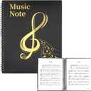 MUDOR Sheet Music Folder for Sheet Music Page 8.5X 11 Inches, Sheet Music Holder Allow Annotations, Eliminate Glare, 60 Pages Spiral Sheet Music Binder Organizer, Sheet Music Storage (Black)