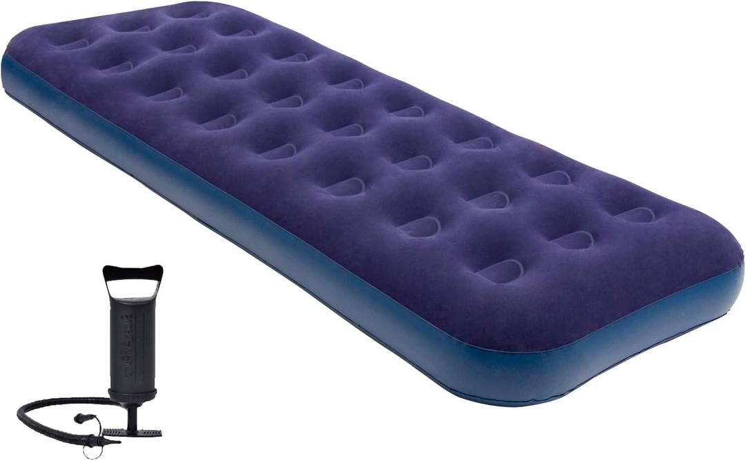 Single Size Air Mattress Inflatable Bed with Pump and Pillows,Blow Up Mattress for Camping and Home