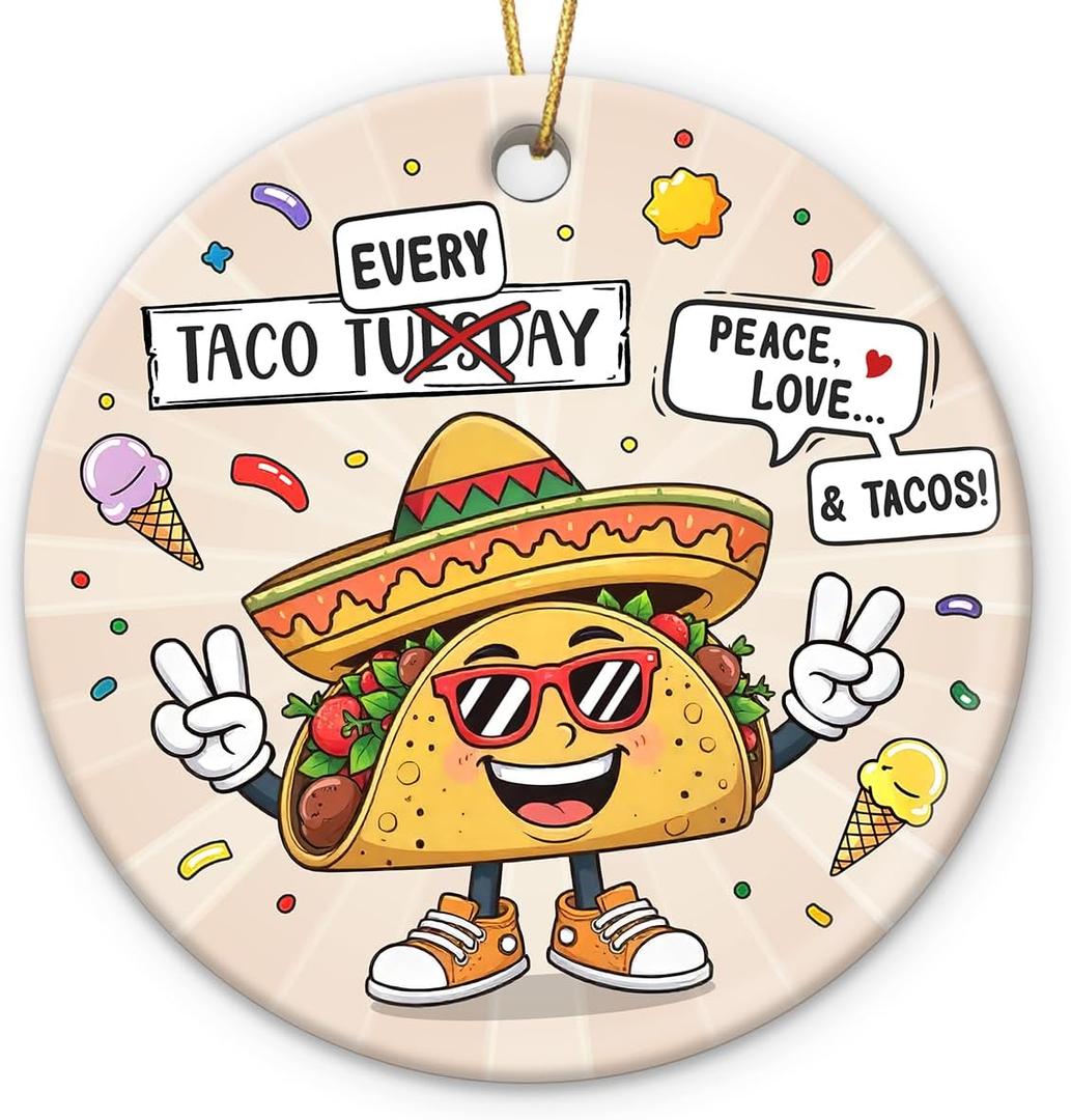 2 x Taco Ornament 2025, Funny Taco Gifts for Men Women Boys Girls, Unique Food Ornament for Friends Tacos Lovers, Fun Tacos Themed Gifts, Funny Christmas Ornaments for Tree Decorations