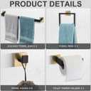 Gisafai 15 Pcs Black Gold Bathroom Hardware Accessories Set 23.6 Inch Bath Towel Bar Kit Stainless Steel Bathroom Hardware Set Towel Racks Ring Robe Hooks Paper Holder for Wall Mounted
