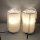 Small Bedside Table Lamp for Bedroom set of 2,Minimalist Wood Base & Round Fabric Shade,Mini Cute Cozy Warm Nightstand Boho Lamp set, Study Desk Night Stand Light for Room, Dorm,Nursery,Living Room