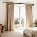 Double Curtain Rod 34-92 Inch, Black Wrap Around Blackout Dual Curtain Rods for Windows, Adjustable Heavy Duty Curved Spliced Room Darkening Double Rods, All Metal, Aluminium Bracket