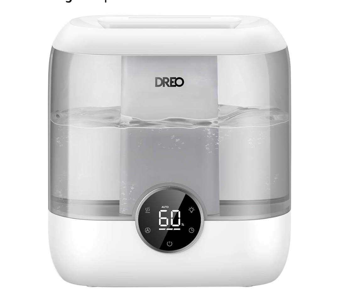 Dreo 6L Top Fill Humidifiers for Bedroom, 60H Runtime 28 dB Quiet Supersized Cool Mist Air Humidifiers for Large Room, Baby Nursery, Plant, Indoor, Night Light, Easy to Clean, Precise Humidity Control
