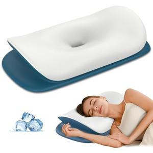 Cervical Neck Pillow for Pain Relief - Ergonomic Memory Foam Contour Pillows for Side, Back & Stomach Sleepers, Cervical Pillow for Neck Support Sleeping with Breathable Cover