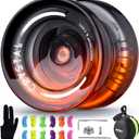 MAGICYOYO K2 Crystal Professional Responsive Yoyo for Kids Beginners Extra Unresponsive Yoyo Bearing Pro Plastic Trick Yo-yo for Adults+12 Yo-yo Stings+Bearing Removal Tool+Storage Bag-Black Orange