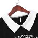 LilyCoco Women Polo Sweatshirt Graphic Pockets Lightweight Sweatshirts Black Medium (Black, M)