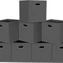 HEAYEEG Foldable cube storage bins, Fabric Storage Box Cubes Organizer Baskets with Dual Handles for Home Organizer,Nursery,Shelves,Closet,Set of 8,(Grey)