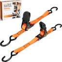 WELLUCK Boat Trailer Transom Tie Down Straps 2400 LBS, 1 Inch x 4 FT Heavy Duty Retractable Ratchet Straps Tie Downs to Trailer Marine Jet Ski Pontoon, with Quick Release Buckle & Anti-Scratch Hooks