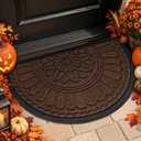 Mibao Half Round Door Mat, 47"x32", Coffee, Non-Slip Welcome Entrance, 2'8" x 3'11"