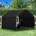 Dog Shade Shelter Outdoor 4'x4'x3' Tent for Large Medium Dogs, Outside Sun Rain Canopy Pet House for Cats Pigs Livestock with Waterproof Roof Ground Nails,Black