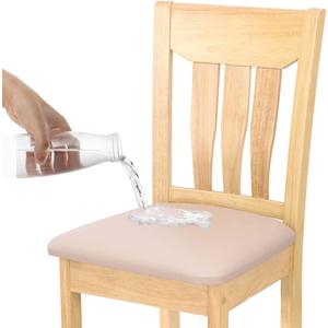 Waterproof Chair Seat Cover for Dining Room Chairs Removable Washable Upholstered Chair Seat Protectors Water Resistant Decorative Chair Cushion Slipcovers (Khaki, 6)