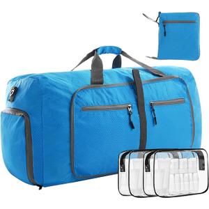 Felipe Varela Honeycomb 85L Duffle Bag with Shoes Compartment and Adjustable Strap,Foldable Travel Duffel Bags for Men Women