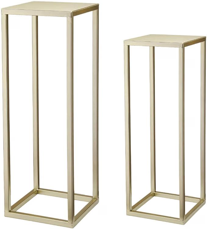 Gold Plant Stand Indoor Pack of 2, No Assembly Required Metal Pedestal Flower Stand, Upgraded 0.6" Heavy Duty Column Table for Wedding Centerpieces, Living Room Modern Flowerpot Holder Rack
