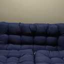 Wicker Furniture Cushions Set, Waterproof Patio Cushions for Outdoor Chairs 3 Pieces, 1 Loveseat & 2 Seat Pads Thick Outdoor Replacement Cushions for Porch Lawn Bench Couch Sofa, Navy Blue