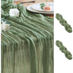 Wokceer Cheesecloth Table Runner 2Pack 10FT Sage Green Boho Gauze Easter Christmas Cheese Cloth Table Runner for Party Long Rustic Sheer Table Runners for Baby Bridal Shower Wedding