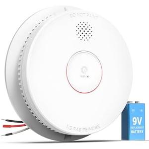 SITERWELL Smoke Detector, Hardwired Interconnected Smoke Detector, Photoelectric Smoke Alarm with 9V Backup Battery, Fire Alarm with Test/Silence Button, ETL-9th Listed, GS562A, 1 Packs