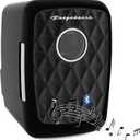 Frigidaire Mini Portable Compact Personal Fridge Cooler, 4 Liter Capacity Chills Six 12 oz Cans, Includes Plugs for Home Outlet & 12V Car Charger - BLACK, BUILT IN BLUETOOTH SPEAKER 