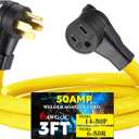 Tellegloww 3ft NEMA 14-50P to 6-50R 50Amp 6 AWG Welder Extension Cord 14-50P Male to 6-50R Female 50Amp 4 Prong RV Generator to 3 Prong Welder Power Adapter, STW 6 AWG/3C, ETL Listed