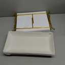 MALACASA 3 Tier Serving Trays for Party, 12 Inch Porcelain White Trays for Serving Food, Dessert Stand with Collapsible Gold Metal Rack