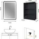 LED Bathroom Medicine Cabinet Mirror, Anti-Fog, Right Hinge, 16x24 Inch | Wall Mounted & Recessed, Dimmable 3 Color Light with Memory, 2 Shelves & 1 Organizer, Waterproof Body & Shatterproof Mirror