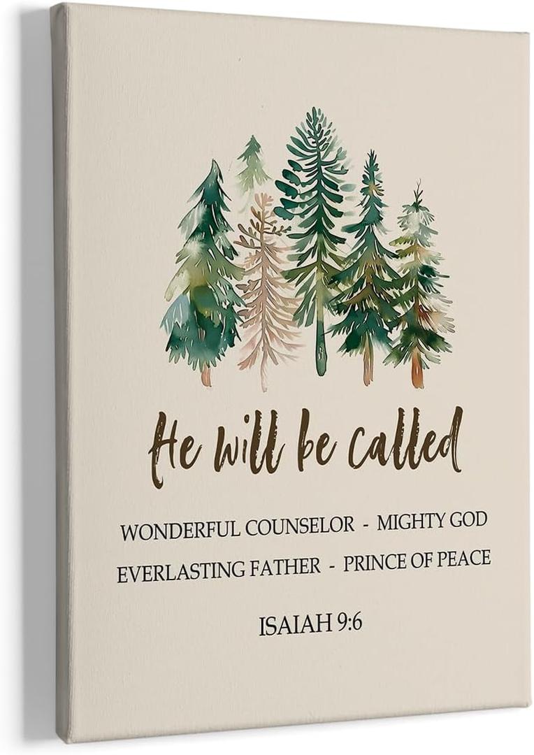 HIWX Christian Christmas Wall Art Decor, He Will Be Called Christmas Framed Canvas Painting Wall Art Decor, Isaiah 9 6 Bible Verse Christmas Wall Art Home Decoration For Bedroom Living Room 11x14