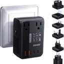 DOACE 350W Voltage Converter US to Europe - 220V to 110V Converter for European Travel, Power Converter Adapter Combo with PD Chargers for Hair Straightener Shaver Toothbrush CPAP Laptop Camera Phone (Black)