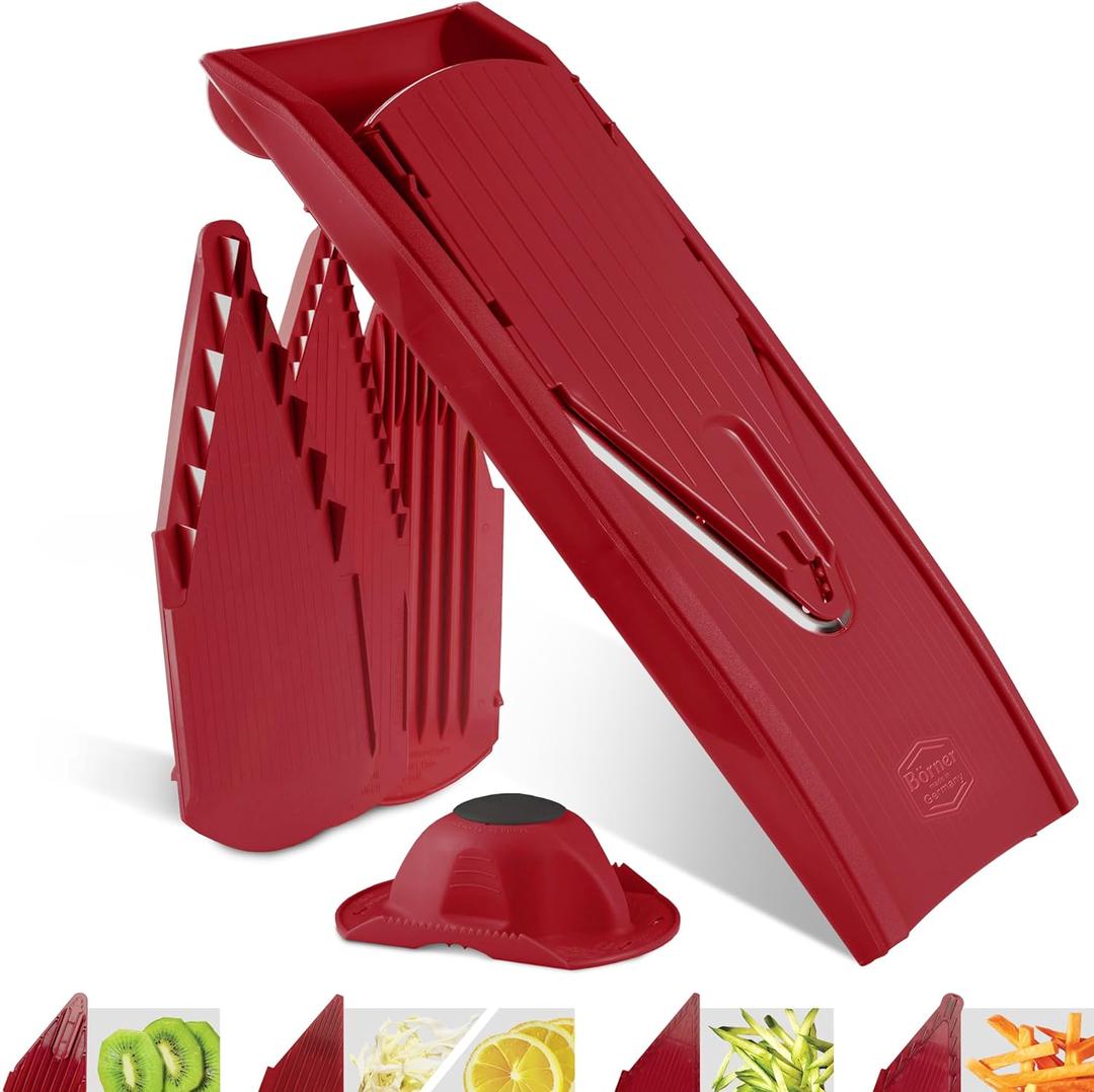 BORNER V Mandoline Slicer Kitchen V1 ClassicLine Starter Set | Vegetable Grater Brner - Quality Made in Germany, Color:Red
