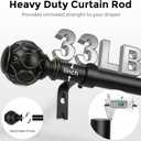 Black Curtain Rods 36-122 Inch, Boho Decorative 1 Inch Vintage Curtain Rod for Farmhouse Window, Adjustable Heavy Duty Long Antique Rustic Window Treatment Rods, Coastal Style