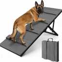 RAYKI Dog Ramp for Bed & Couch, Foldable Pet Ramp with 5 Adjustable Height Levels, Non-Slip Striped Fabric, Portable Indoor Dog Ramp for Small to Medium Dogs, Fits 16"-24" Furniture