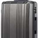 Coolife Luggage PC+ABS Hardshell Suitcase with TSA Lock, Spinner Checked Lightweight (grey, M(24IN))