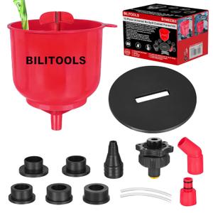 BILITOOLS Universal Coolant Funnel Kit - 13PCS No-Spill Radiator Flush & Burping Funnel Kit with 6 Adapters, Leak-Proof & Air Bleeding Radiator Fill Funnel, Thickened Set for Most Cars