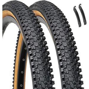 Hycline 2-Pack Mountain Bike Tires: 20/24/26/27.5-inch Folding Replacement Puncture-Resistant Butyl Rubber High-Density Bicycle Tires with Tire Levers for MTB Street Trail Adventures